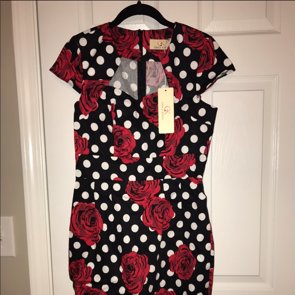 GRACE KARIN Vintage Floral Cocktail Pencil Dress